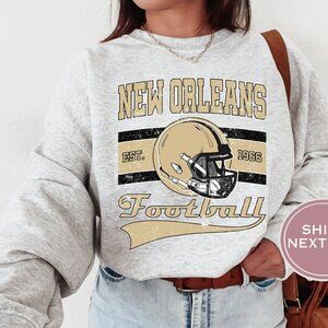 Vintage New Orleans Football Crewneck Sweatshirt, New Orleans Saints NFL Shirt